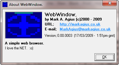  About WebWindow 0.00.0003 (Windows 7) 