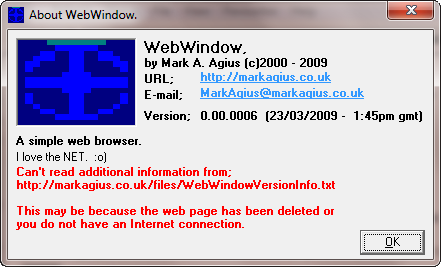  About WebWindow 0.00.0006 (Windows 7) 