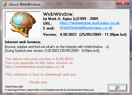  About WebWindow 0.00.0021 (Windows 7) 