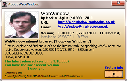  About WebWindow 1.10.0037 (Windows 7) 